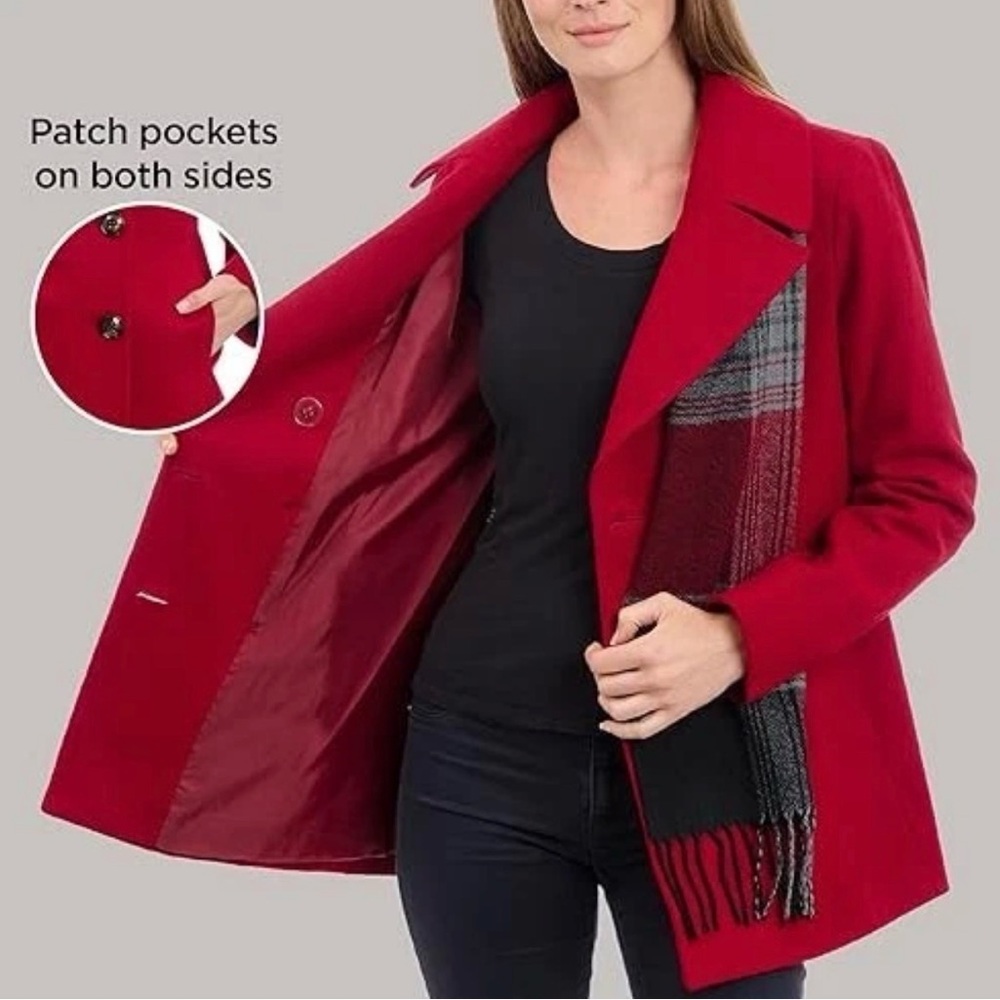 London Fog Red Pea Coat